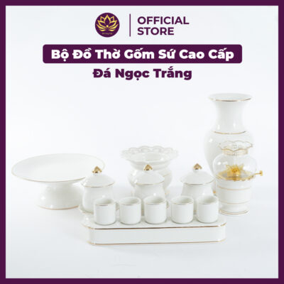 Alternative view of Bộ Đồ Thờ Gốm Sứ Cao Cấp Đá Ngọc Trắng