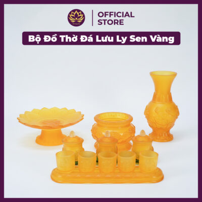Alternative view of Bộ Đồ Thờ Đá Lưu Ly Sen Vàng