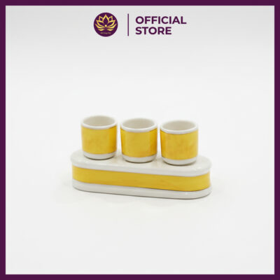 Bộ Đồ Thờ Gốm Sứ Cao Cấp Vân Đá Vàng 18 bo binh vang 3 chum
