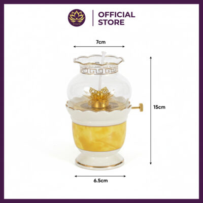 Bộ Đồ Thờ Gốm Sứ Cao Cấp Vân Đá Vàng 15 bo binh vang den