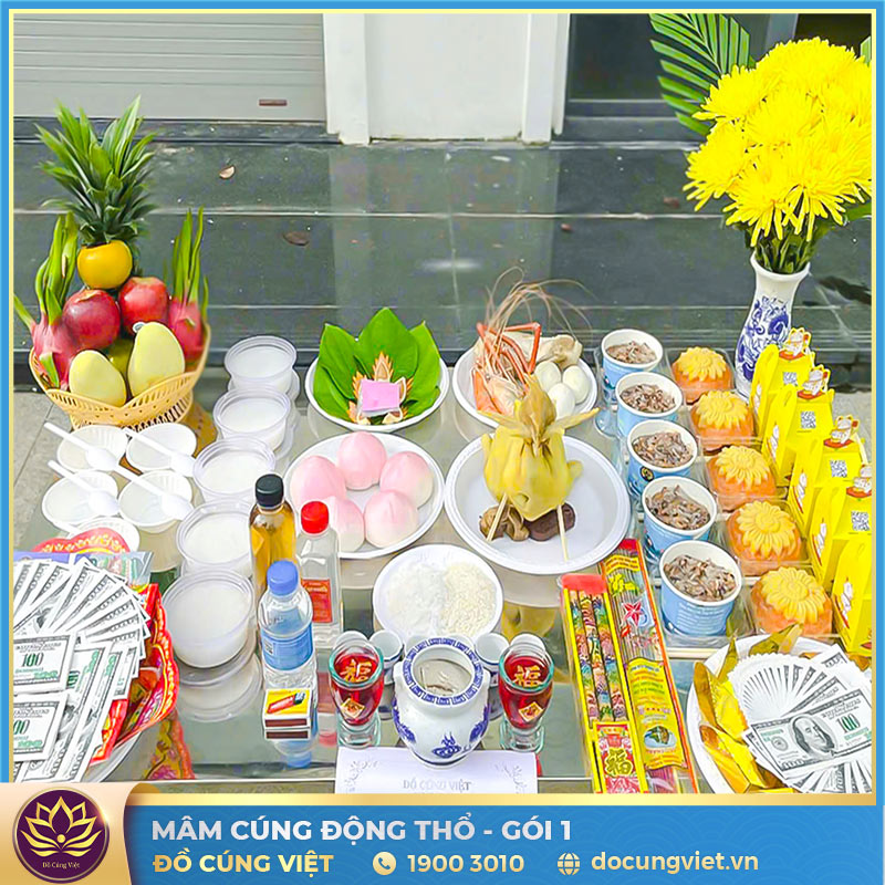 Mâm cúng động thổ gói 1