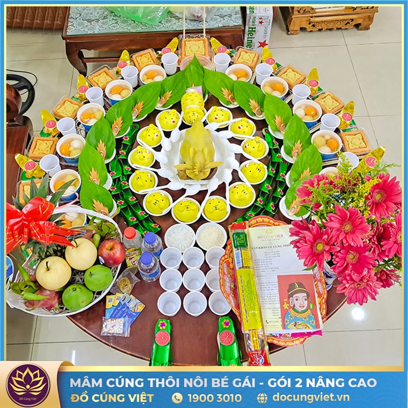 Hình ảnh mâm cúng thôi nôi bé gái [GÓI 2 NÂNG CAO] - Chi nhánh Đồ Cúng Việt TPHCM