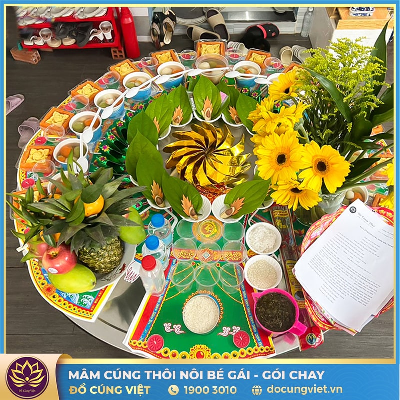 Hình ảnh mâm cúng thôi nôi bé gái [GÓI CHAY] - Chi nhánh Đồ Cúng Việt TPHCM
