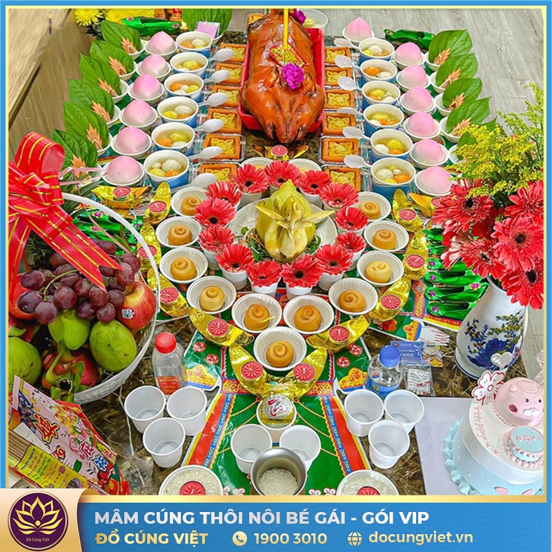 Hình ảnh mâm cúng thôi nôi bé gái [GÓI VIP] - Chi nhánh Đồ Cúng Việt TPHCM