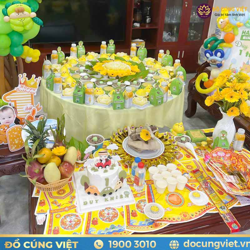 Mâm cúng thôi nôi bé trai 2024