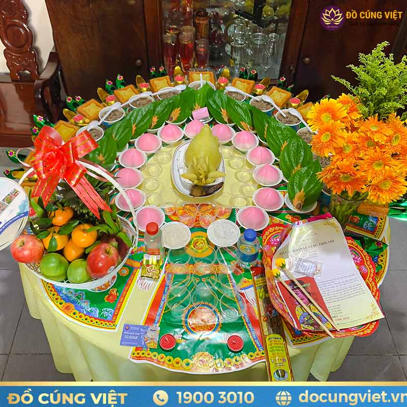 Mâm cúng thôi nôi bé trai truyền thống