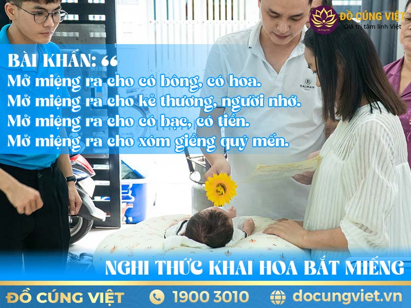 Nghi thức khai hoa bắt miếng cho con trai