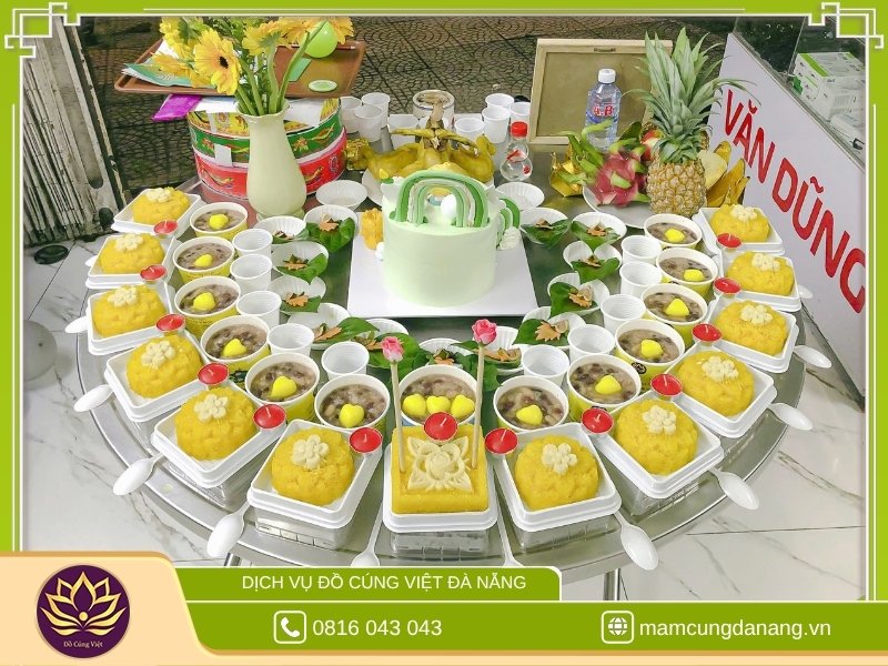 Mâm cúng đầy tháng cho bé trai đơn giản 4 Mâm cúng đầy tháng bé trai cho chị Lan – Thanh Khê, Đà Nẵng