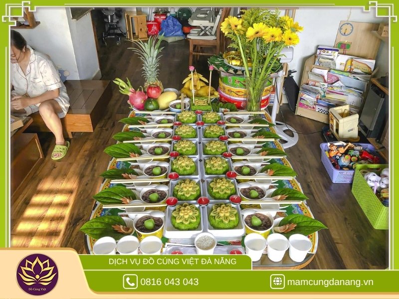 Mâm cúng đầy tháng cho bé trai đơn giản 5 Mâm cúng đầy tháng bé trai đơn giản cho chị Hương – Cẩm Lệ, Đà Nẵng
