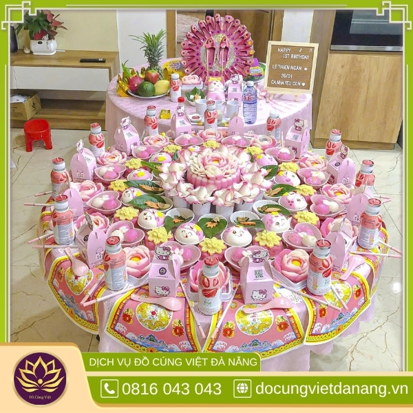 Mâm cúng thôi nôi bé gái miền Trung