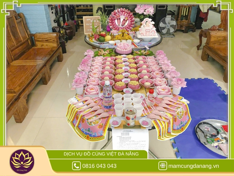 Mâm cúng đầy tháng bé gái miền trung 9 Mâm đầy tháng bé gái miền Trung giao tận nhà cho chị Lan tại Cẩm Lệ, Đà Nẵng