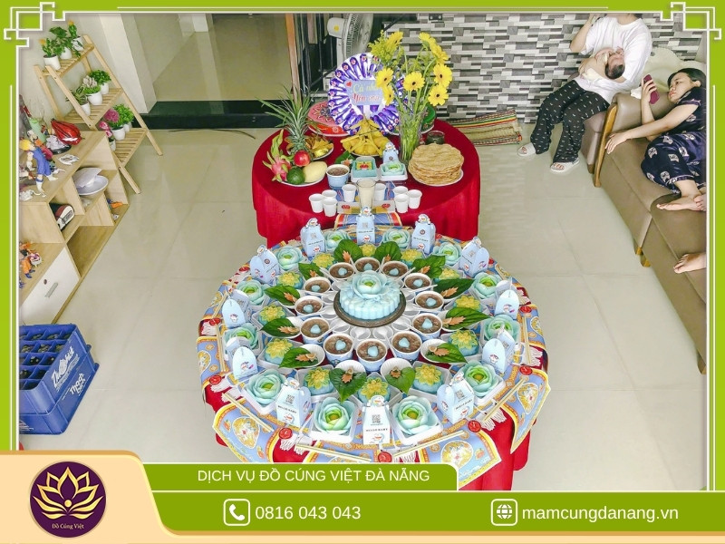 Mâm cúng đầy tháng cho bé trai đơn giản 6 Mâm đầy tháng bé trai đủ lễ cho anh Hoàng – Sơn Trà, Đà Nẵng