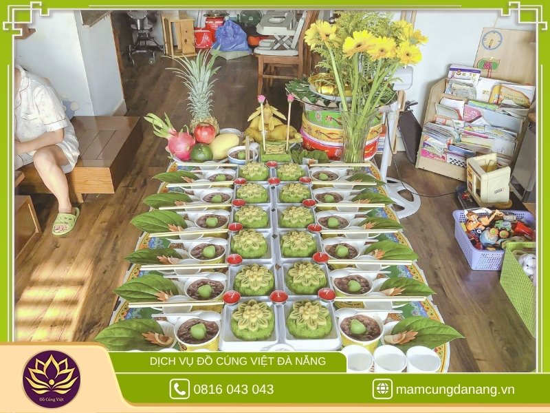 Mâm cúng thôi nôi cho bé trai đơn giản 6 Mâm thôi nôi bé trai đủ lễ cho anh Minh – Hải Châu, Đà Nẵng